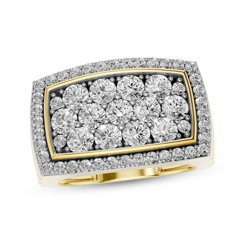 Main Image 1 of STUDIO BY KAY Men's Lab-Grown Diamond Cushion Halo Ring 2-1/2 ct tw 24K Yellow Gold Vermeil Sterling Silver