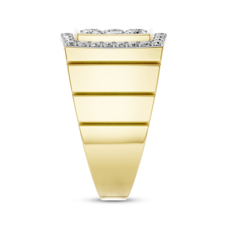Main Image 3 of STUDIO BY KAY Men's Lab-Grown Diamond Cushion Halo Ring 2-1/2 ct tw 24K Yellow Gold Vermeil Sterling Silver