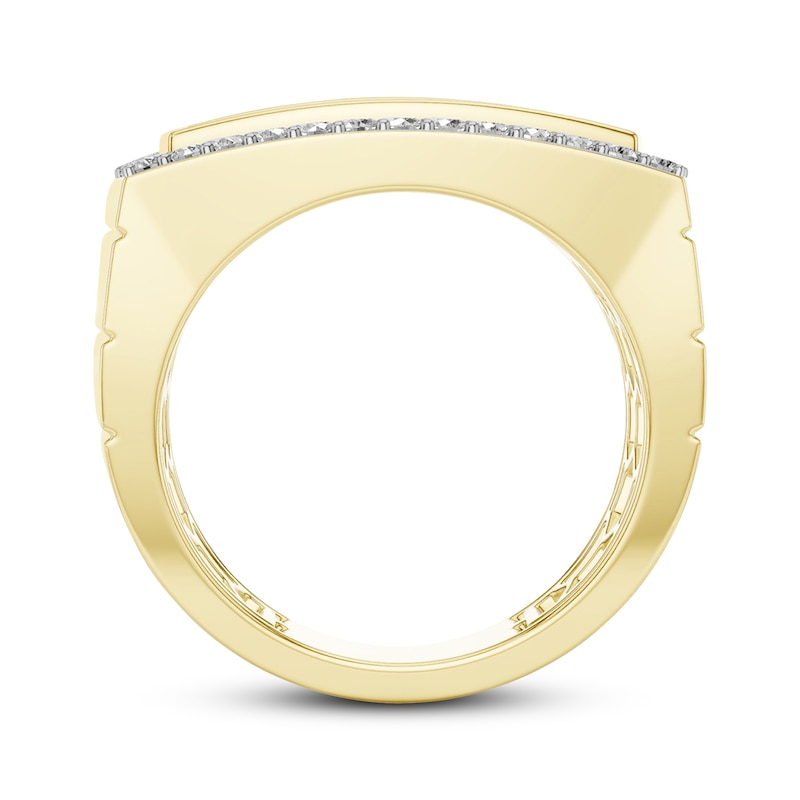 Main Image 4 of STUDIO BY KAY Men's Lab-Grown Diamond Cushion Halo Ring 2-1/2 ct tw 24K Yellow Gold Vermeil Sterling Silver