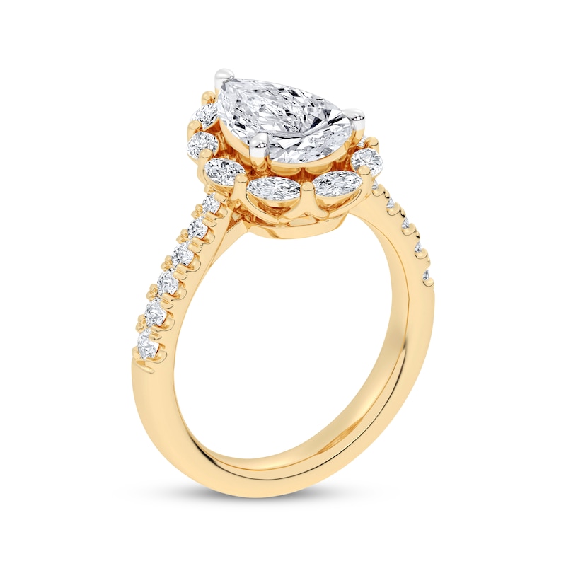 Main Image 2 of Now + Forever Lab-Grown Diamonds Pear-Shaped Halo Engagement Ring 2-3/4 ct tw 14K Yellow Gold