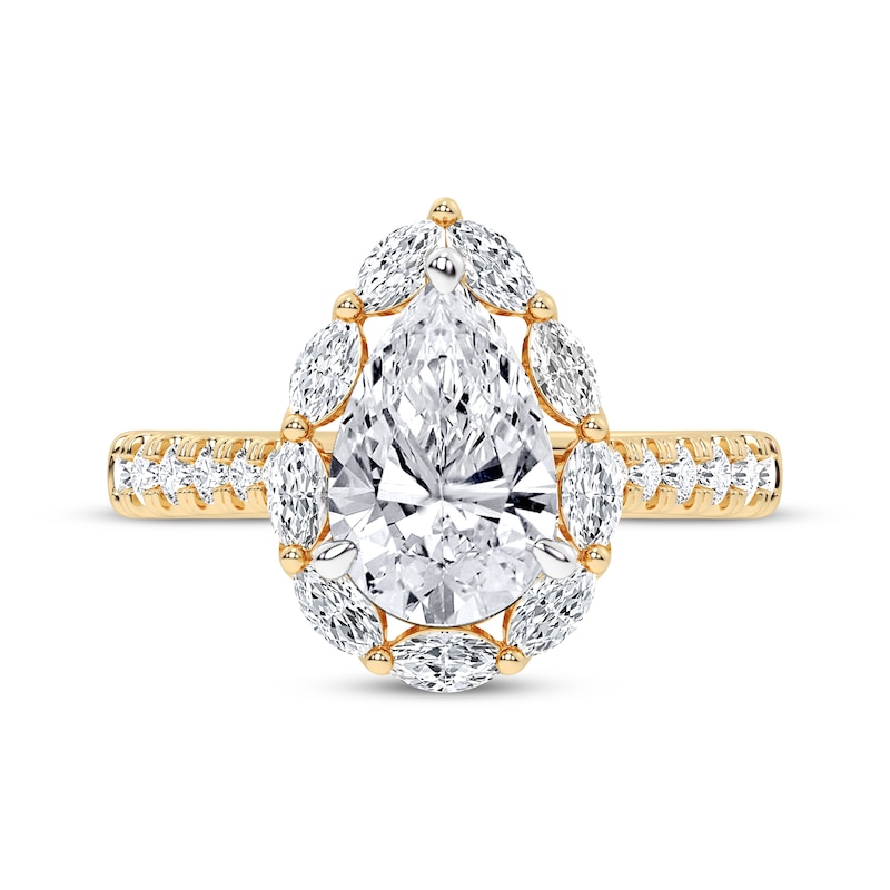 Main Image 3 of Now + Forever Lab-Grown Diamonds Pear-Shaped Halo Engagement Ring 2-3/4 ct tw 14K Yellow Gold