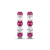 Thumbnail Image 2 of Lab-created Ruby & White Lab-Created Sapphire Hoop Earrings Sterling Silver