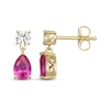 Thumbnail Image 3 of STUDIO BY KAY Pear-Shaped Pink Lab-Created Sapphire & White Lab-Created Sapphire Drop Earrings 24K Yellow Gold Vermeil Sterling Silver