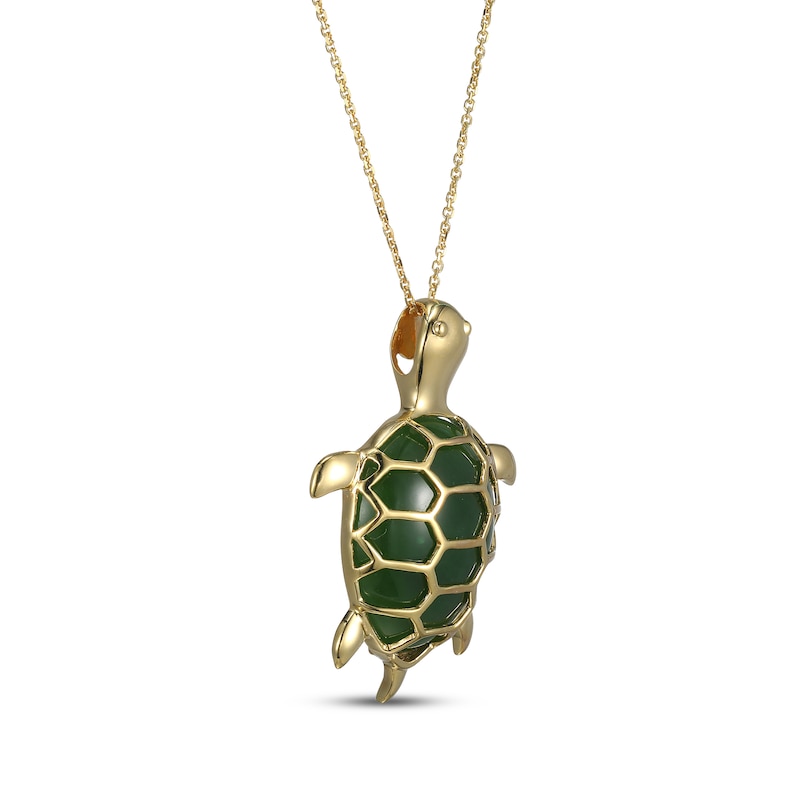 Main Image 2 of Jade Turtle Necklace 14K Yellow Gold 18"