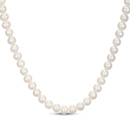 6-6.5mm Cultured Pearl Strand Necklace 10K Yellow Gold 18"