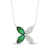 Thumbnail Image 1 of Multi-Shape Lab-Created Emerald & White Lab-Created Sapphire Butterfly Necklace Sterling Silver 18"