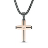 Thumbnail Image 1 of Men's Diamond Accent Cross Necklace Black & Rose Ion-Plated Stainless Steel 24"