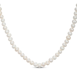 4mm Cultured Pearl Strand Necklace 10K Yellow Gold 18"