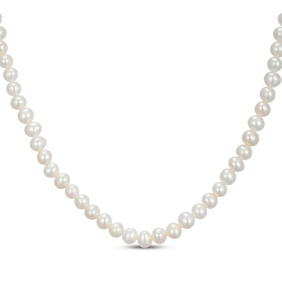 4mm Cultured Pearl Strand Necklace 10K Yellow Gold 18"