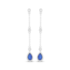 Thumbnail Image 2 of Pear-Shaped Blue Lab-Created Sapphire & White Lab-Created Sapphire Chain Drop Earrings Sterling Silver