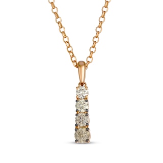 Le Vian Desert Diamonds Chocolate Ombré Drop Necklace 3/8 ct tw 14K Strawberry Gold 19"