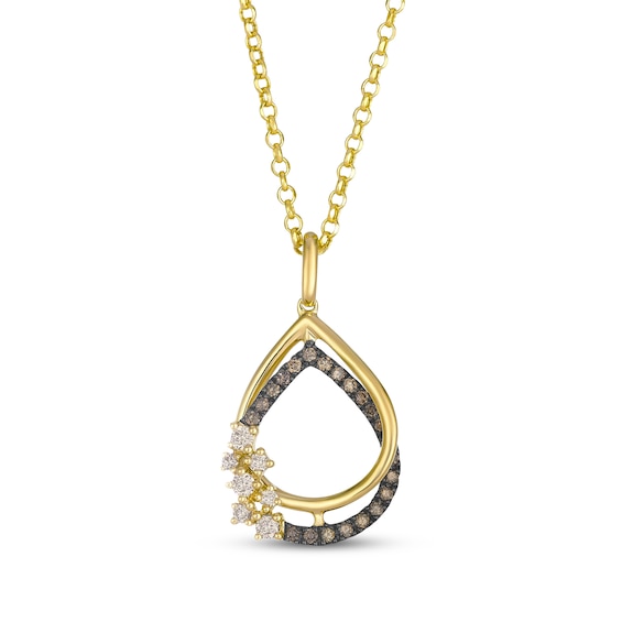 Le Vian Desert Diamonds Teardrop Frame Necklace 1/4 ct tw 14K Honey Gold 19"