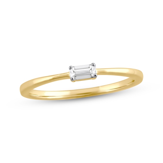STUDIO BY KAY Baguette-Cut Lab-Grown Diamond Solitaire Ring 1/20 ct tw 24K Yellow Gold Vermeil Sterling Silver (F/SI2)