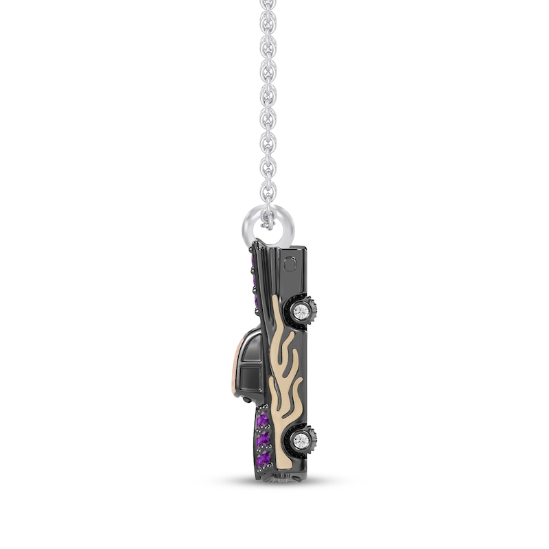 Main Image 2 of Disney Treasures Cars "Ramone" Amethyst & Diamond Accent Necklace Sterling Silver & 10K Two-Tone Gold 19"