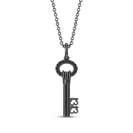 Disney Treasures Haunted Mansion Black Diamond Key Necklace 1/15 ct tw Black Rhodium-Plated Sterling Silver 19"
