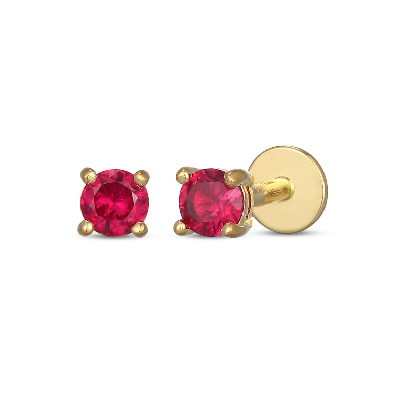 Main Image 1 of STUDIO BY KAY Lab-Created Ruby Solitaire Stud Earrings 24K Yellow Gold Vermeil Sterling Silver