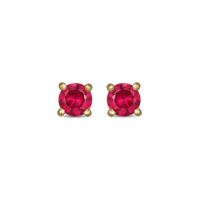 Main Image 2 of STUDIO BY KAY Lab-Created Ruby Solitaire Stud Earrings 24K Yellow Gold Vermeil Sterling Silver