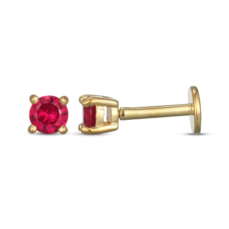 Main Image 3 of STUDIO BY KAY Lab-Created Ruby Solitaire Stud Earrings 24K Yellow Gold Vermeil Sterling Silver