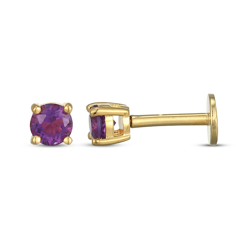 Main Image 3 of STUDIO BY KAY Amethyst Solitaire Stud Earrings 24K Yellow Gold Vermeil Sterling Silver