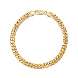 6.8mm Cuban Curb Chain Bracelet Hollow 10K Yellow Gold 8.5"