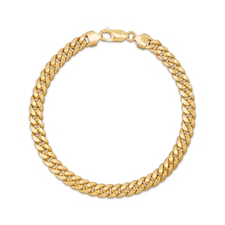 6.8mm Cuban Curb Chain Bracelet Hollow 10K Yellow Gold 8.5"