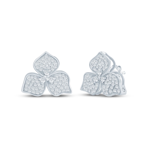 Monique Lhuillier Bliss Lab-Grown Diamond Dogwood Flower Stud Earrings 5/8 ct tw Platinum-Plated Sterling Silver
