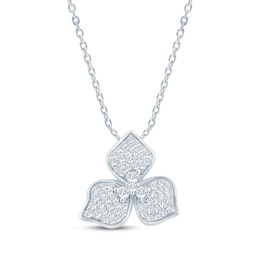 Monique Lhuillier Bliss Lab-Grown Diamond Dogwood Flower Necklace 3/8 ct tw Platinum-Plated Sterling Silver 18"