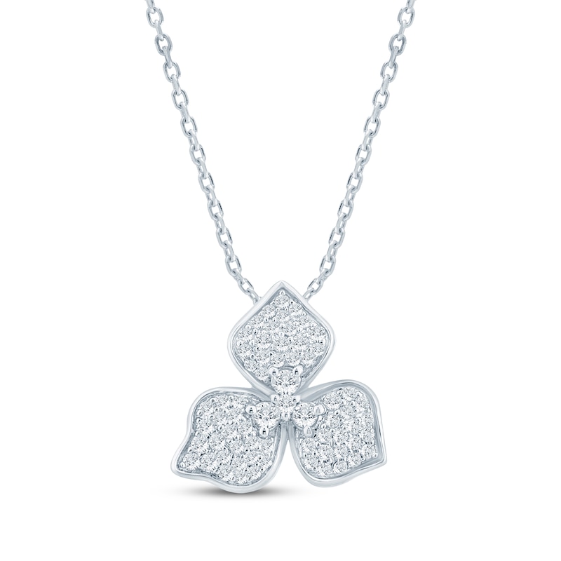 Main Image 1 of Monique Lhuillier Bliss Lab-Grown Diamond Dogwood Flower Necklace 3/8 ct tw Platinum-Plated Sterling Silver 18"