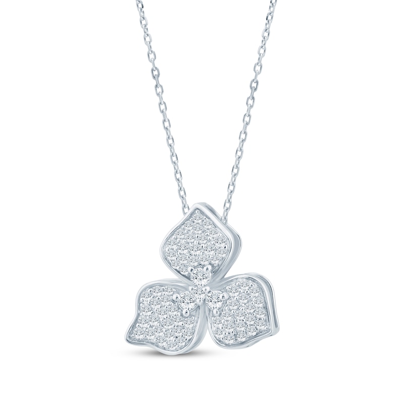 Main Image 2 of Monique Lhuillier Bliss Lab-Grown Diamond Dogwood Flower Necklace 3/8 ct tw Platinum-Plated Sterling Silver 18"