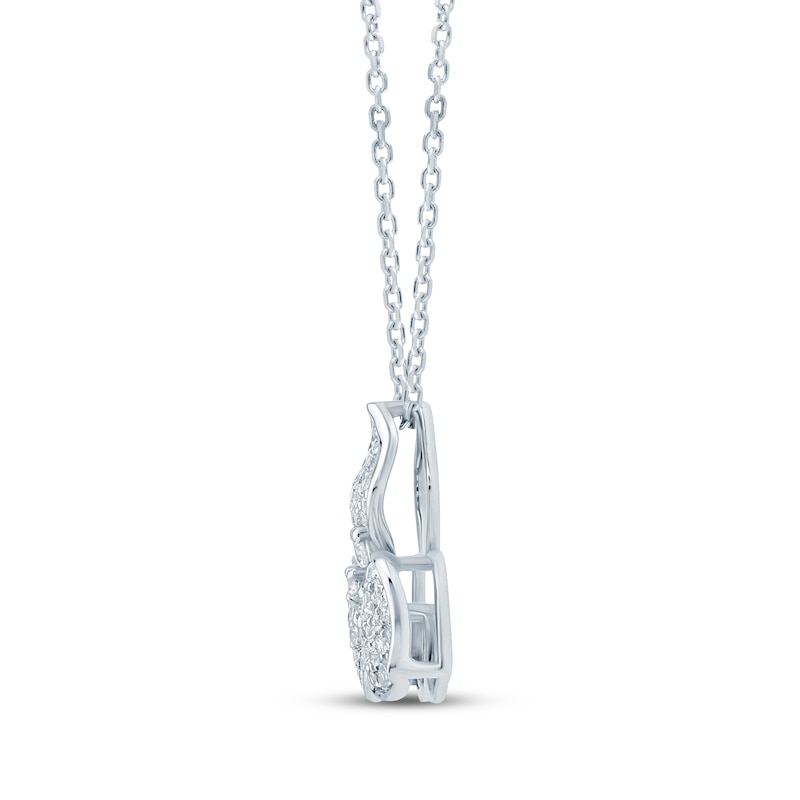 Main Image 3 of Monique Lhuillier Bliss Lab-Grown Diamond Dogwood Flower Necklace 3/8 ct tw Platinum-Plated Sterling Silver 18"