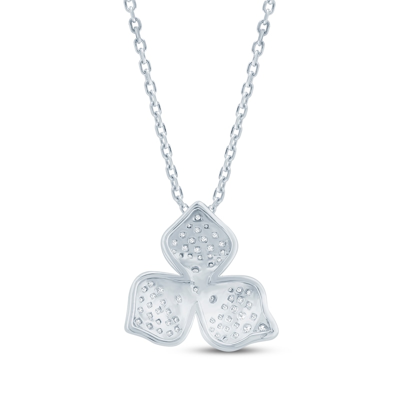 Main Image 4 of Monique Lhuillier Bliss Lab-Grown Diamond Dogwood Flower Necklace 3/8 ct tw Platinum-Plated Sterling Silver 18"