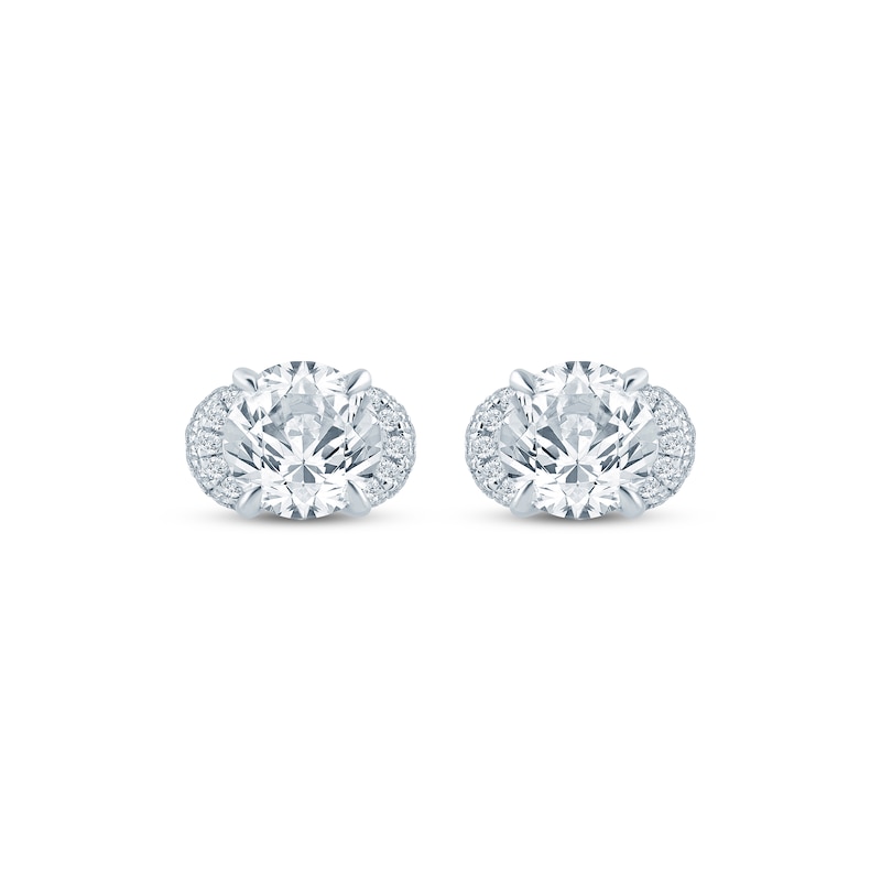 Main Image 2 of Monique Lhuillier Bliss Lab-Grown Diamond Flared Halo Stud Earrings 2-1/5 ct tw Platinum-Plated Sterling Silver