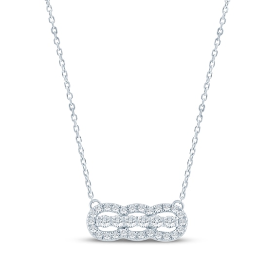 Monique Lhuillier Bliss Lab-Grown Diamond Halo Necklace 1/4 ct tw Platinum-Plated Sterling Silver 17.5"
