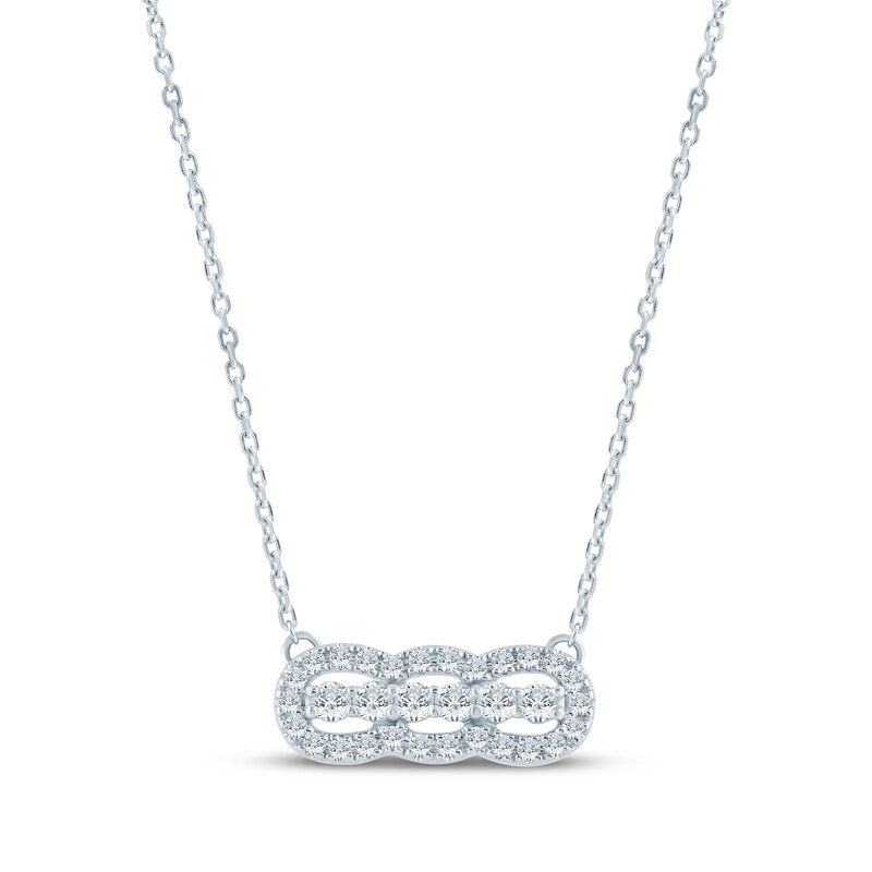 Main Image 1 of Monique Lhuillier Bliss Lab-Grown Diamond Halo Necklace 1/4 ct tw Platinum-Plated Sterling Silver 17.5"