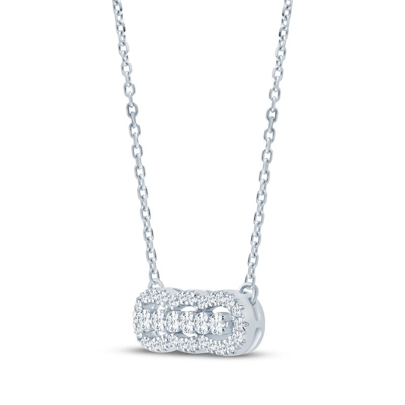 Main Image 2 of Monique Lhuillier Bliss Lab-Grown Diamond Halo Necklace 1/4 ct tw Platinum-Plated Sterling Silver 17.5"