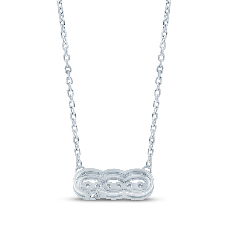 Main Image 4 of Monique Lhuillier Bliss Lab-Grown Diamond Halo Necklace 1/4 ct tw Platinum-Plated Sterling Silver 17.5"