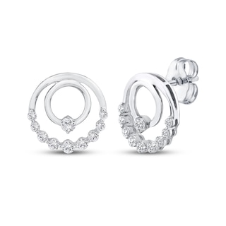 Mom + Me Lab-Grown Diamond Double Circle Stud Earrings 10K White Gold 1/2 ct tw