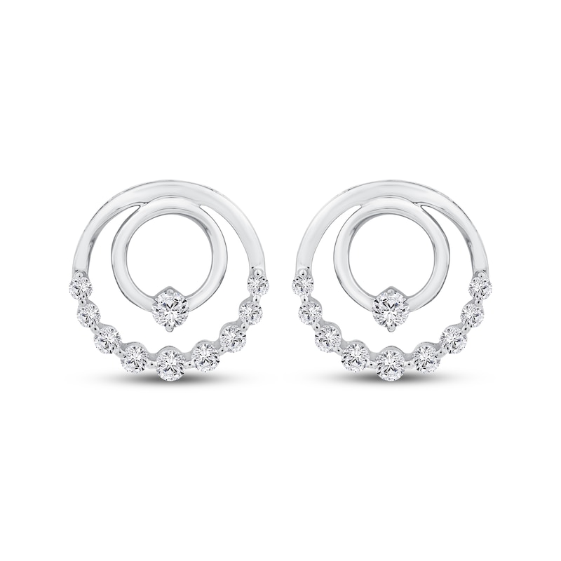 Main Image 2 of Mom + Me Lab-Grown Diamond Double Circle Stud Earrings 10K White Gold 1/2 ct tw