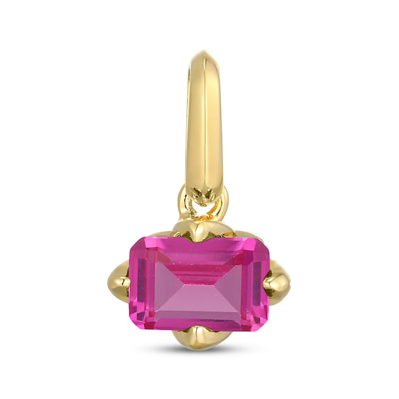 STUDIO BY KAY Emerald-Cut Pink Lab-Created Sapphire East-West Charm 24K Yellow Gold Vermeil Sterling Silver