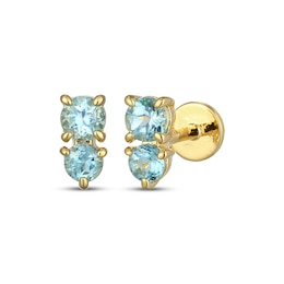 STUDIO BY KAY Swiss Blue Topaz Two-Stone Stud Earrings 24K Yellow Gold Vermeil Sterling Silver