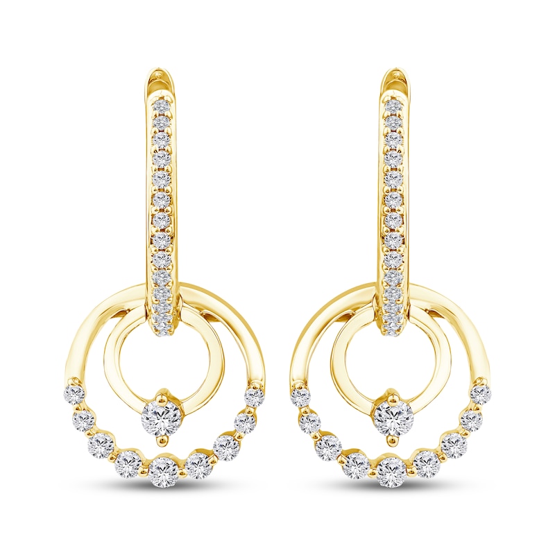 Main Image 2 of Mom + Me Lab-Grown Diamond Double Circle Hoop Drop Earrings 3/8 ct tw 10K Yellow Gold