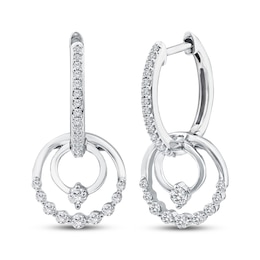 Mom + Me Lab-Grown Diamond Double Circle Hoop Drop Earrings 3/8 ct tw 10K White Gold