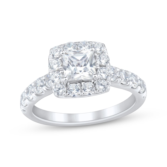 Princess-Cut Diamond Halo Engagement Ring 2 ct tw 14K White Gold
