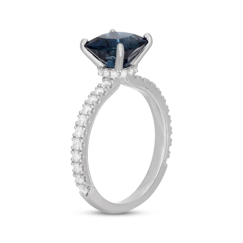 Main Image 2 of Neil Lane Cushion-Cut London Blue Topaz Engagement Ring 1/2 ct tw Diamond 14K White Gold