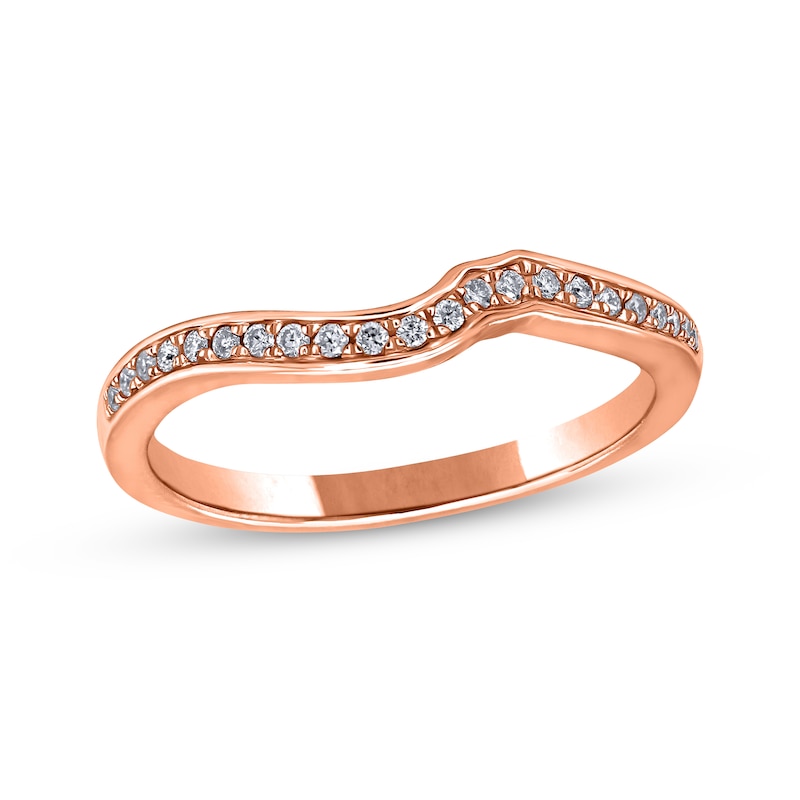 Round-Cut Diamond Curved Wedding Band 1/10 ct tw 14K Rose Gold