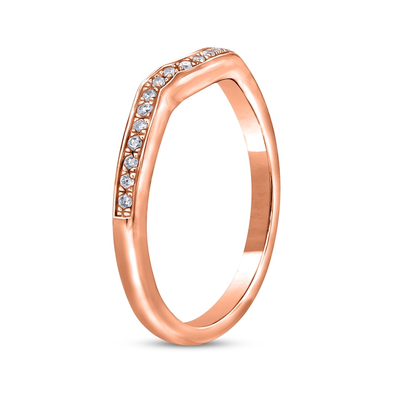 Round-Cut Diamond Curved Wedding Band 1/10 ct tw 14K Rose Gold