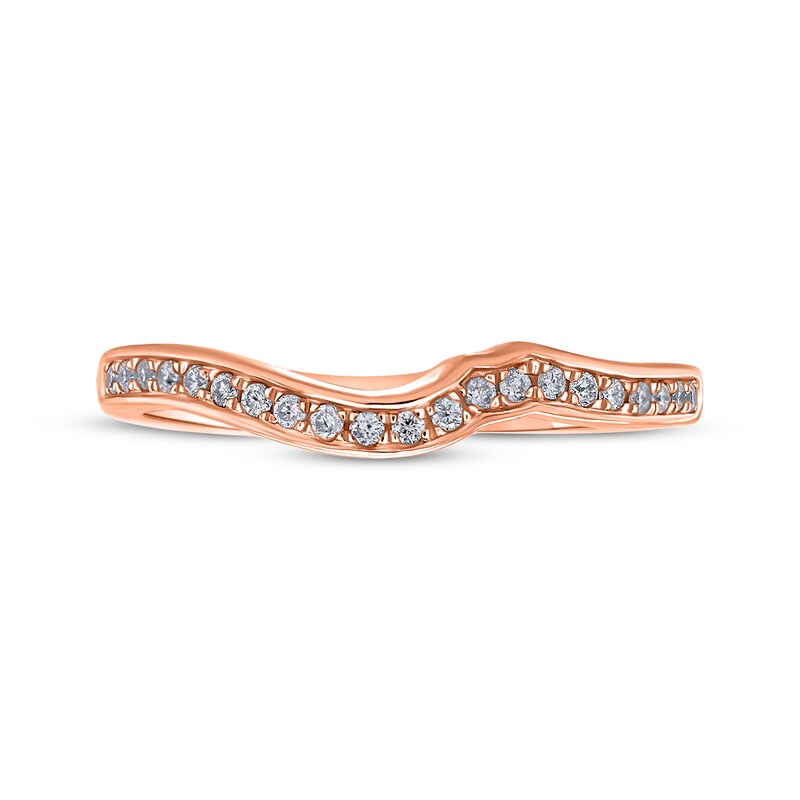 Round-Cut Diamond Curved Wedding Band 1/10 ct tw 14K Rose Gold