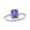Thumbnail Image 1 of Emerald-Cut Tanzanite & Round-Cut Diamond Ring 1/6 ct tw Sterling Silver