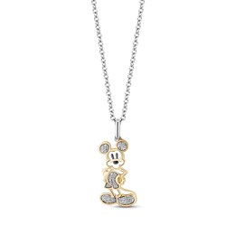 Disney Treasures Mickey Mouse Diamond Necklace 1/10 ct tw 10K Yellow Gold & Sterling Silver 19”
