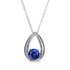 Thumbnail Image 2 of Round-Cut Blue Lab-Created Sapphire Necklace & Stud Earrings Gift Set Sterling Silver 18"